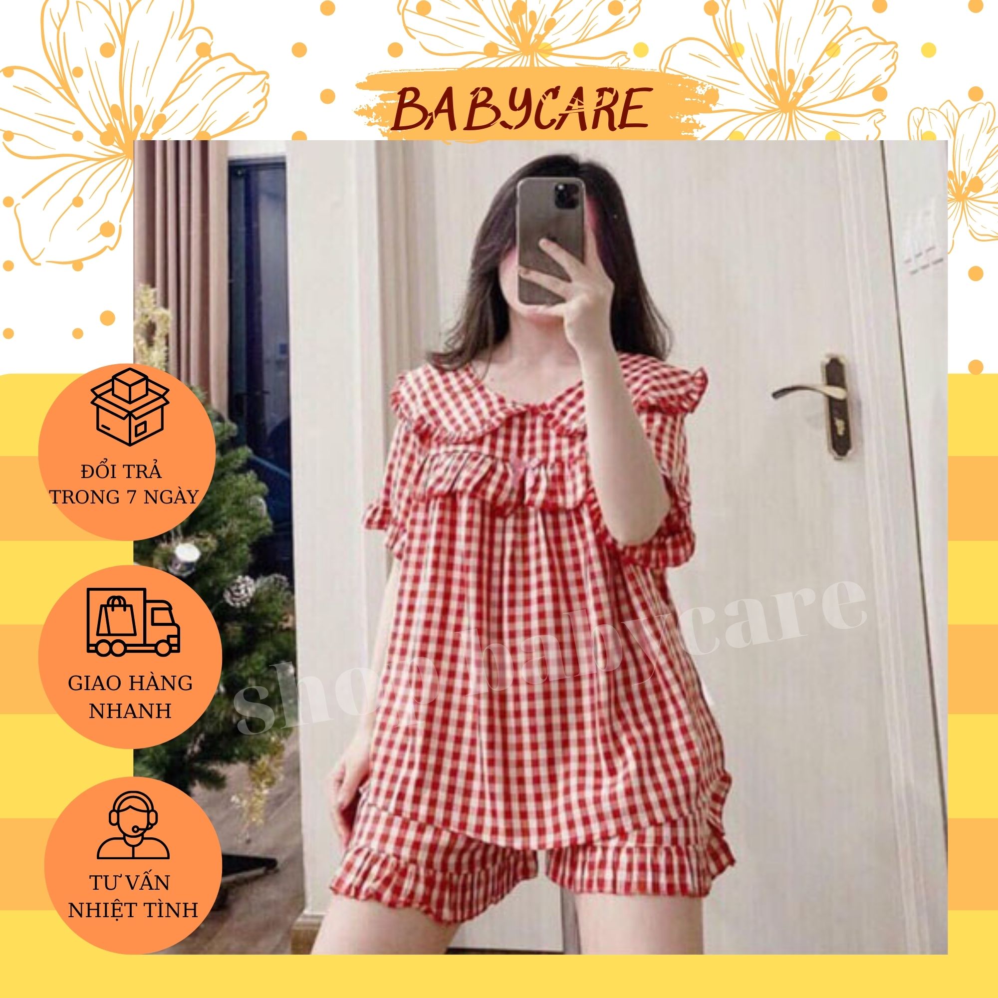Bộ cộc mặc bầu mùa hè-bộ cộc mặc sau sinh chất mát cổ sen xinh xắn có chun chỉnh sườn