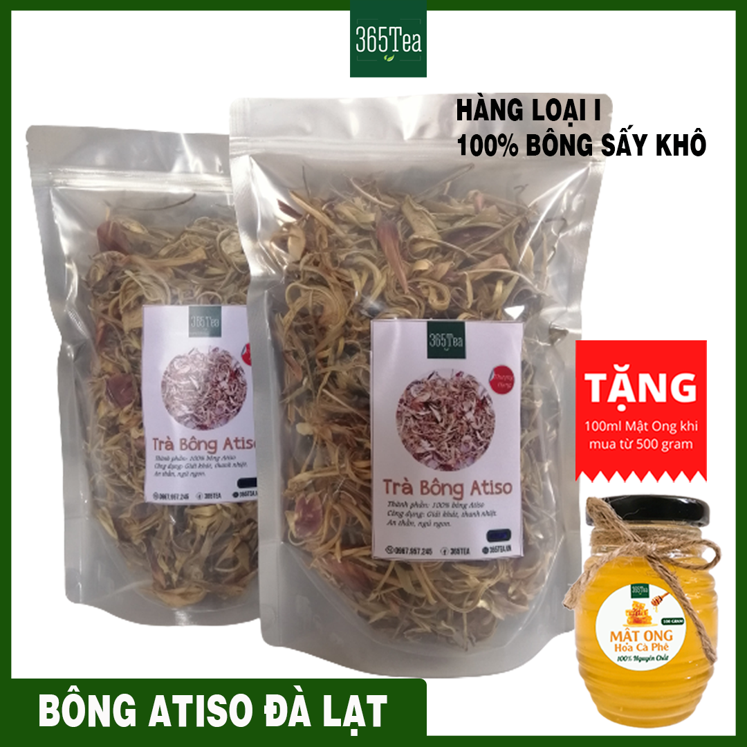 [HÀNG LOẠI 1] Combo 2 gói Bông Atiso Đà Lạt sấy khô (500 Gram) - Tặng 100ml mật ong nguyên chất - 100% Bông Atiso khô - Thanh nhiệt, mát gan,  giảm cân - 365Tea
