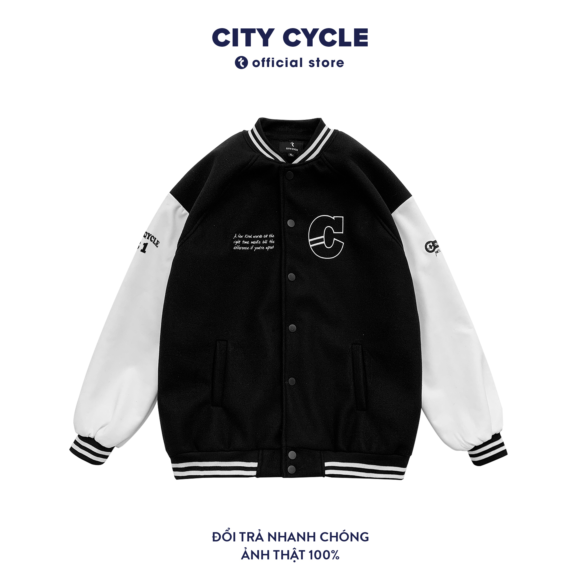 Áo khoác bomber varsity jacket upset City Cycle - Áo khoác bóng chày unisex form rộng Local Brand