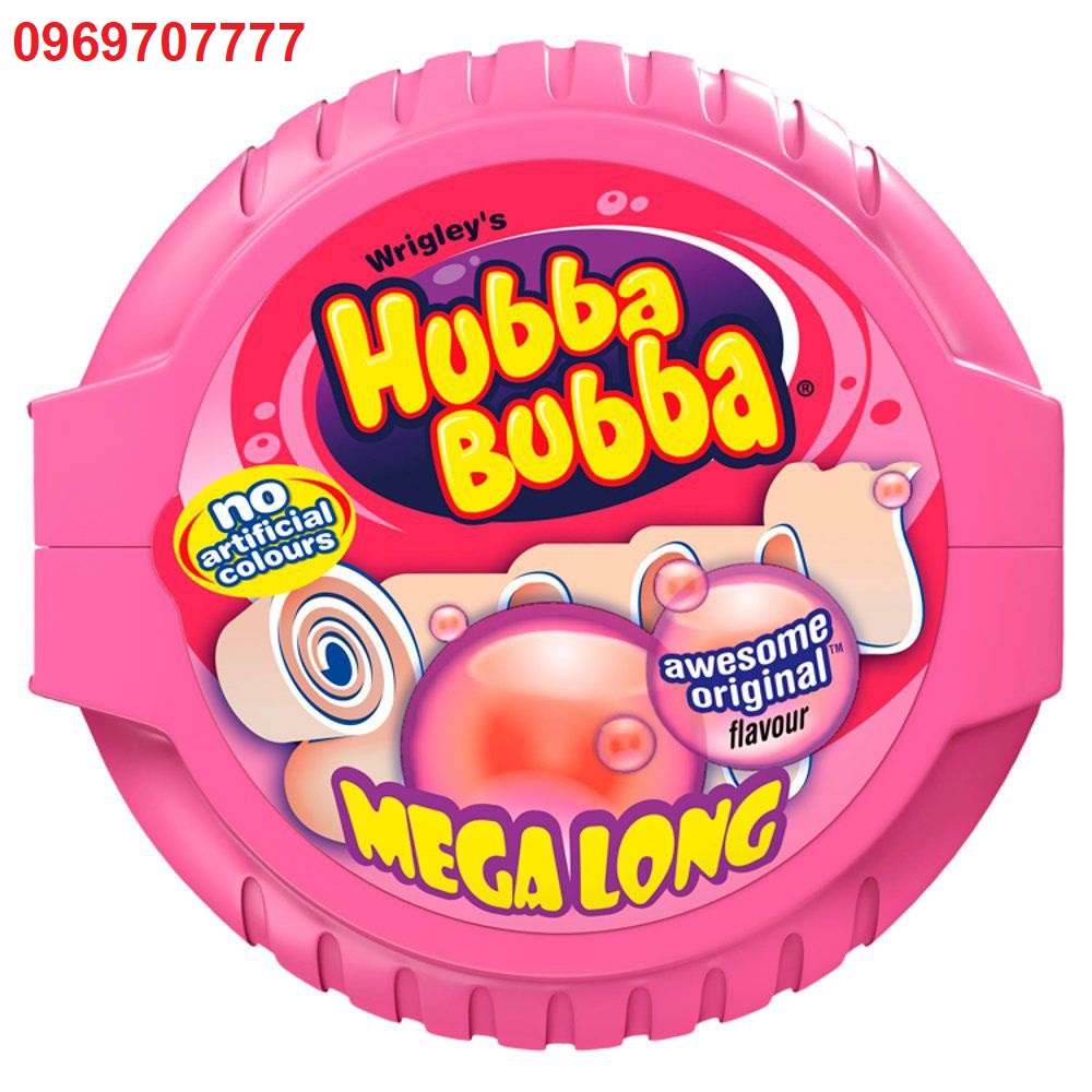 Kẹo Gum cuộn Hubba Bubbal 180 Pcs màu hồng - vị Fancy Fruit - 4009900379564