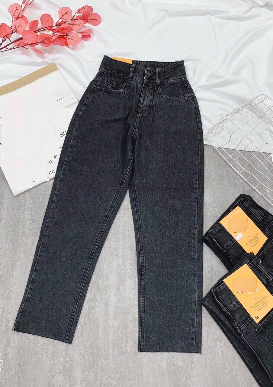 Quần jean nữ BAGGY XÁM TÚI LẮP 1 BÊN phong cách 1-d5/4