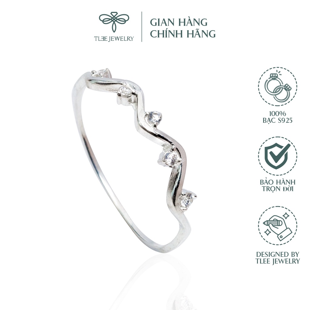 Nhẫn bạc nữ TLEE sóng nạm đá mini xinh xắn TleeJewelry A0175