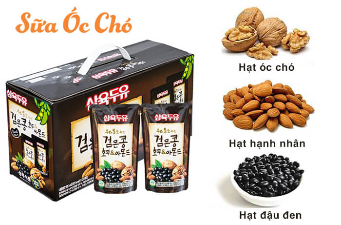 Thùng 20 túi sữa đậu đen, óc chó, hạnh nhân sahmyook foods