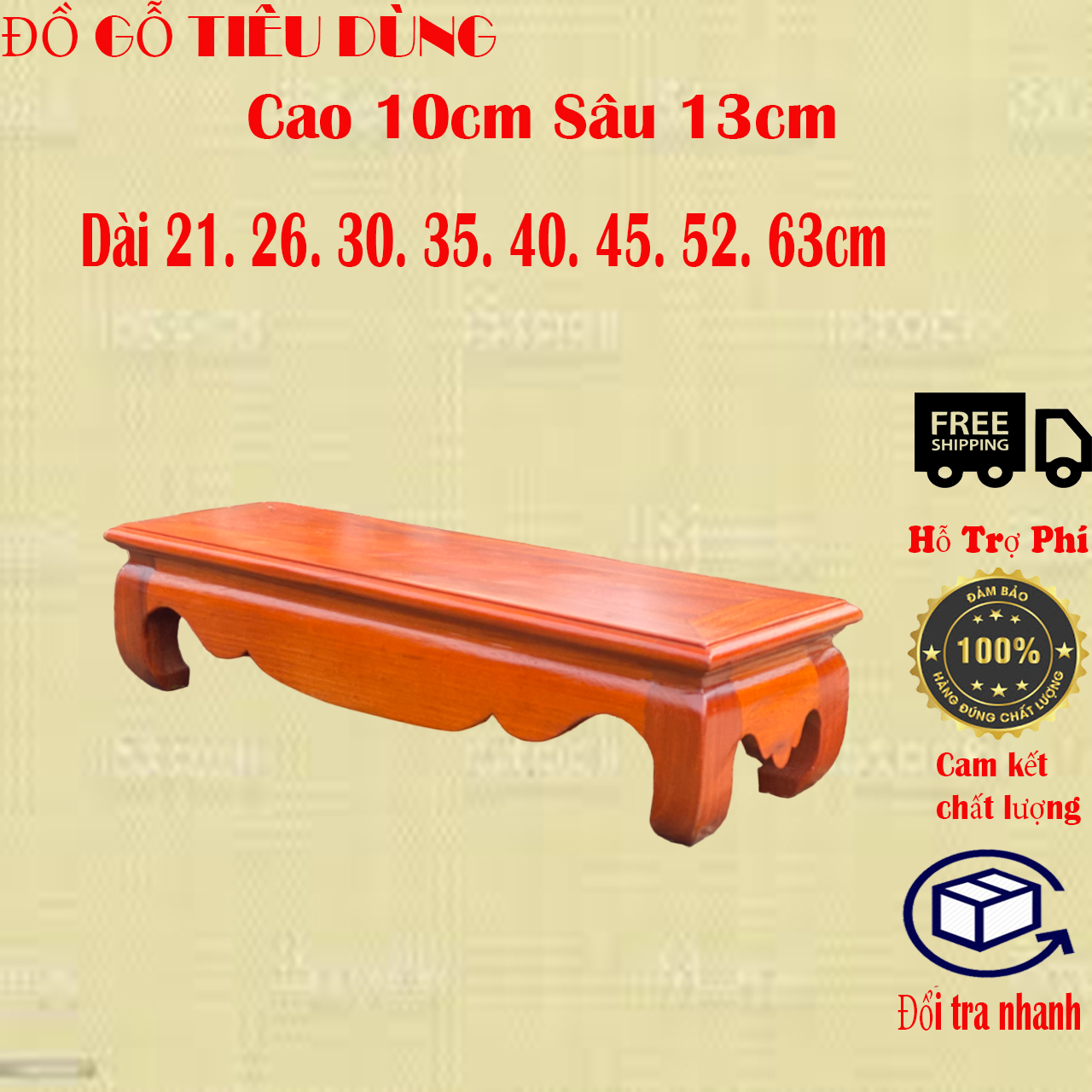 Đế kê khung ảnh,kỉ dài gỗ hương cao 10cm sâu 13cm