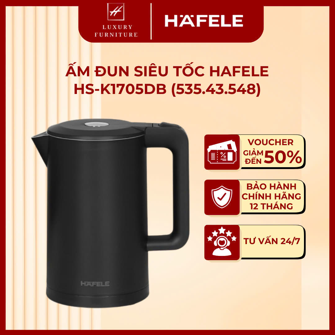 [Giao hỏa tốc HCM] Ấm đun siêu tốc Hafele HS-K1705DB 535.43.548| BH chính hãng 24 tháng
