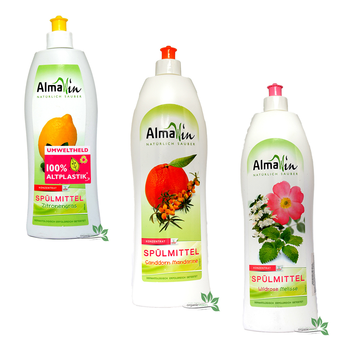 Nước rửa chén hữu cơ hương Quýt/Hoa Hồng/Chanh - Almawin