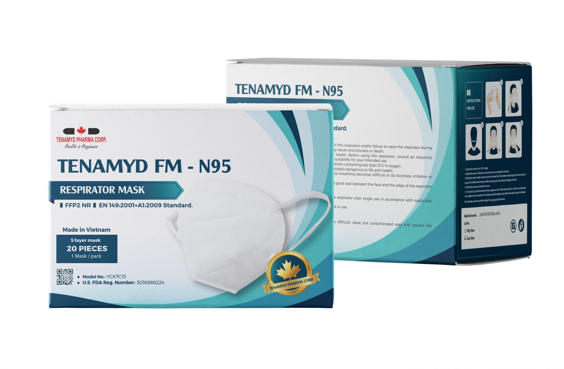 Khẩu trang 5 lớp tenamyd n95 1 hộp 20 cái