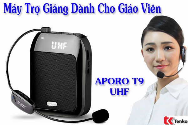 Máy trợ giảng không dây aporo t9 uhf có bluetooth, công suất 15w