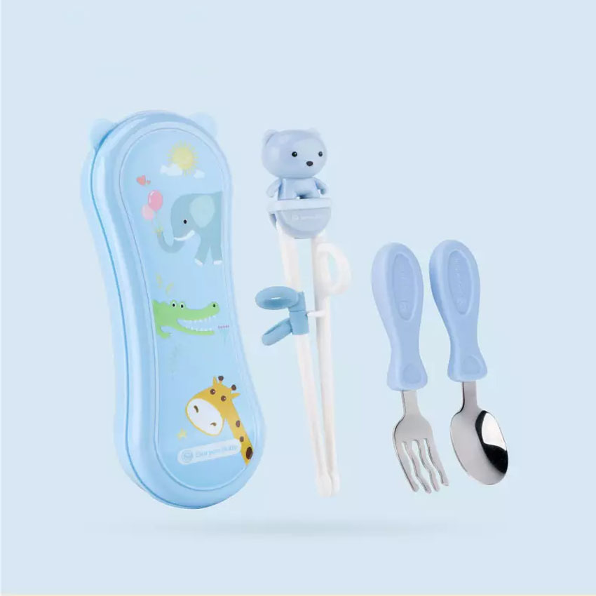 Bộ thìa dĩa đũa tập ăn dặm cho bé dễ thương, bộ thìa đũa tập ăn cho bé, bộ thìa ăn dặm, bộ thìa muỗm nia, bộ 3 món thìa dĩa đũa tập ăn cho bé –hangtienichthongminh