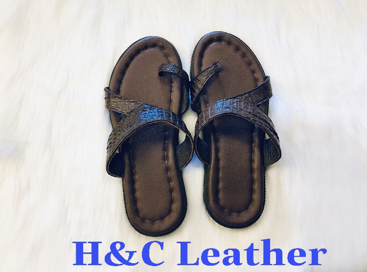 [Ảnh thật] dép da cá sấu thật 100%, màu nâu socola