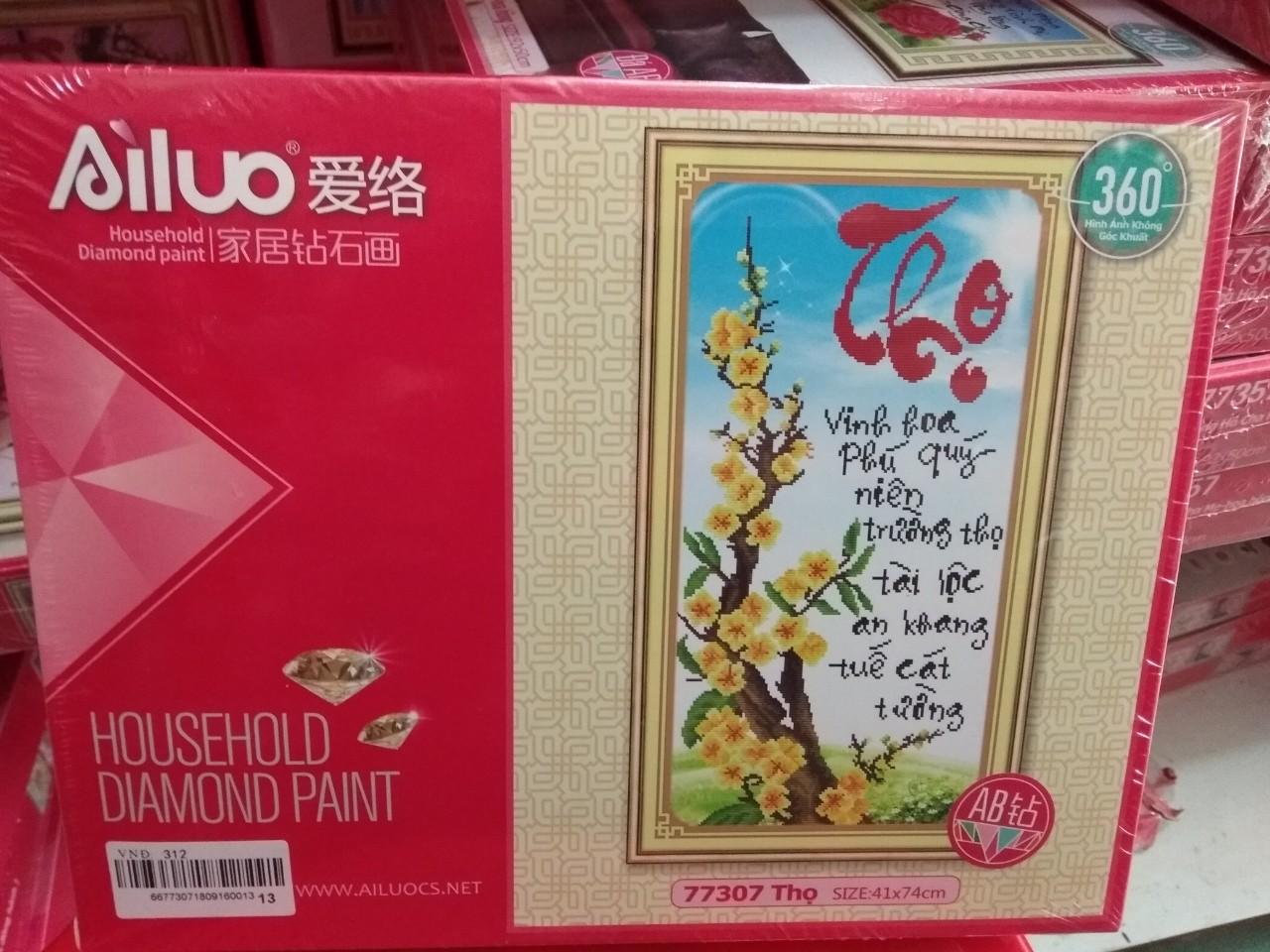 [HCM]Tranh đính đá chữ Thọ cành mai 77307