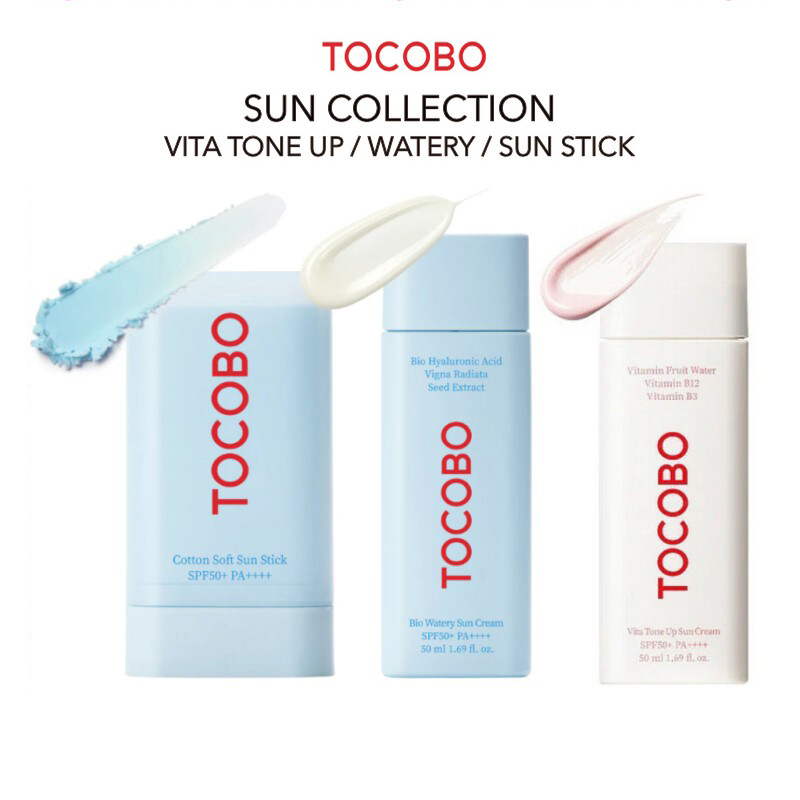 [100% Original] TOCOBO Cotton Soft Sun Stick 19g | Bio Watery Sun Cream 50ml | Vita Tone-up Sun Cream 50ml SPF50+ PA++++