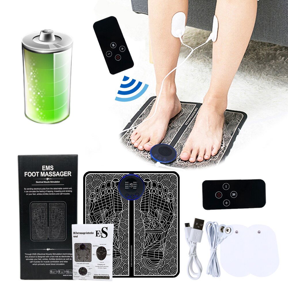 ZZOOI Reflexology Electric Ems Foot Massager Mat Blood Circulation Spa Leg Pain Relief Pad Body Back Acupressure Muscle Stimulation Massage Chairs & Massager