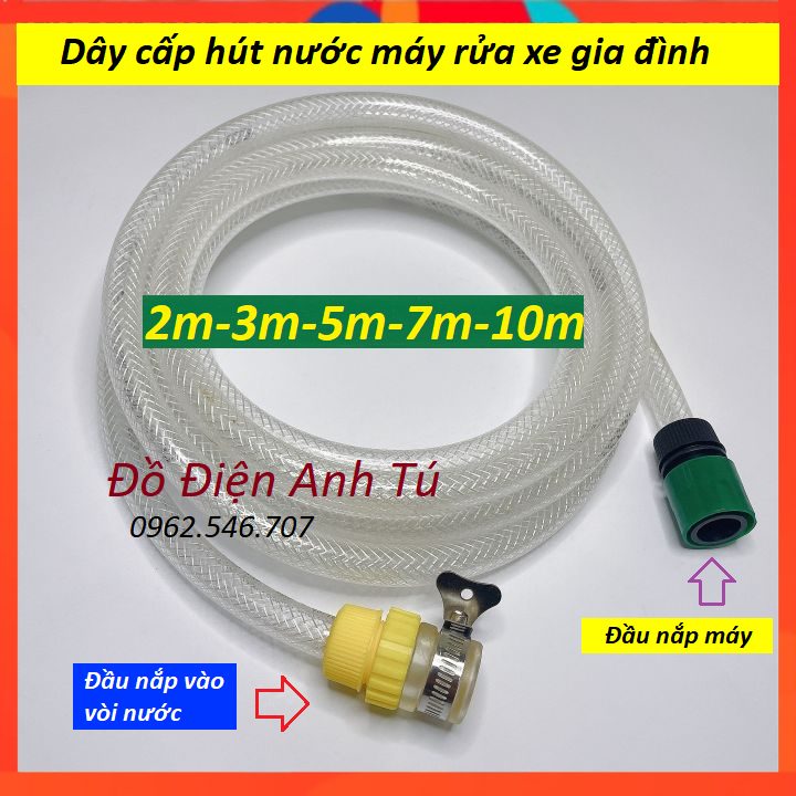 Dây cấp hút nước tưới cây, máy rửa xe gia đình