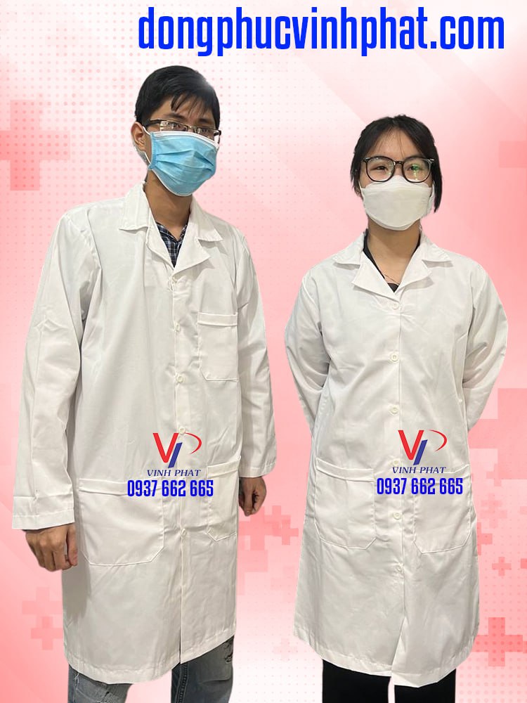 Áo blouse trắng tay dài vải kaki cao cấp, áo thực tập sinh, áo bác sỹ