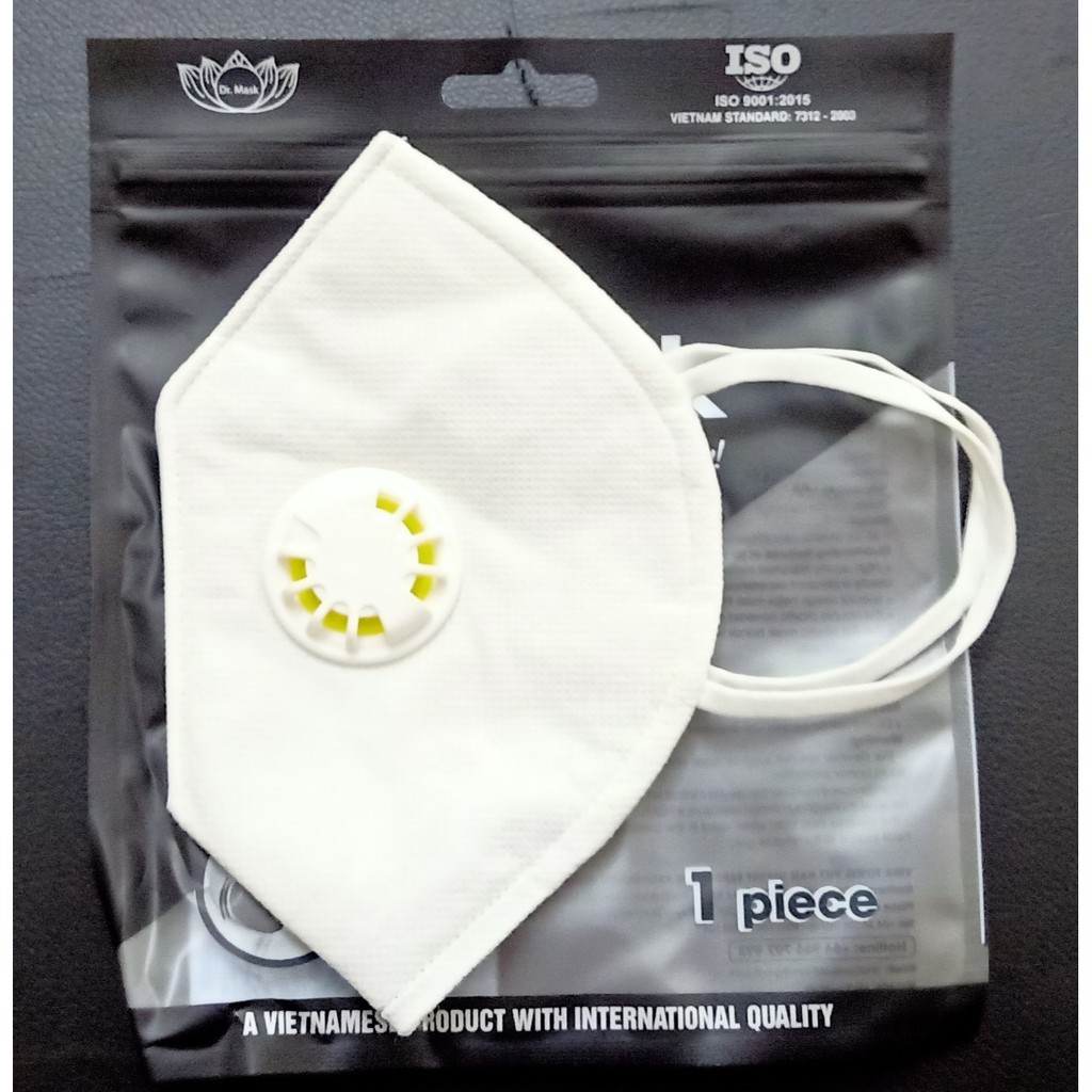 Gói 1 chiếc khẩu trang y tế người lớn dr.mask 3ds4 kháng khuẩn có van thở cao cấp