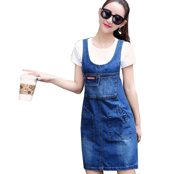 Đầm yếm denim d708