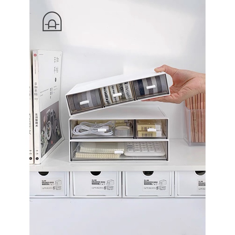 Kệ tủ đựng đồ mini để bàn màu trắng hộp nhựa ngăn kéo lắp ghép đựng washi đồ dùng học tập decor bàn làm việc