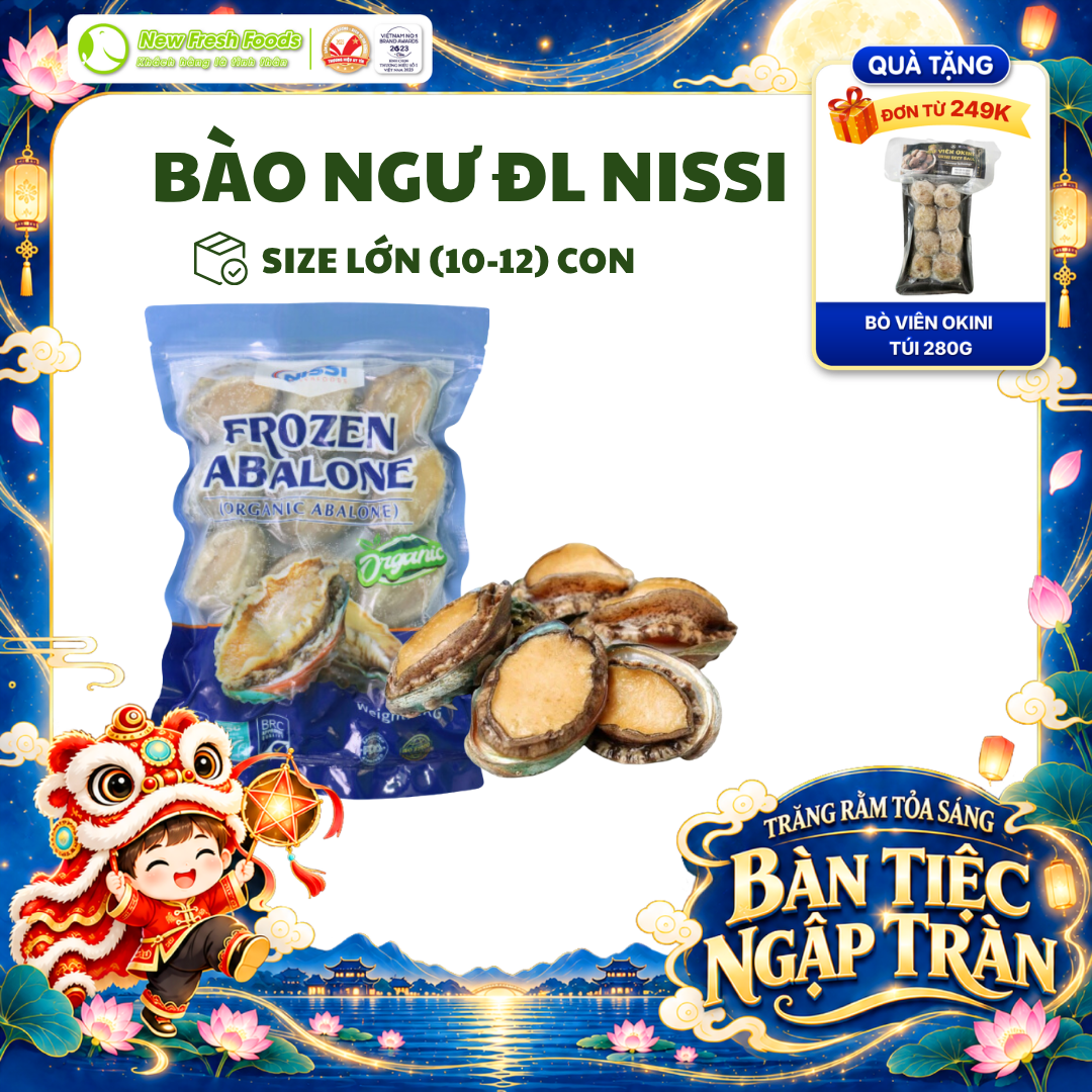 [HỎA TỐC HCM] Bào Ngư Đông Lạnh Nissi Size Lớn (10/12 con)- Túi 1KG