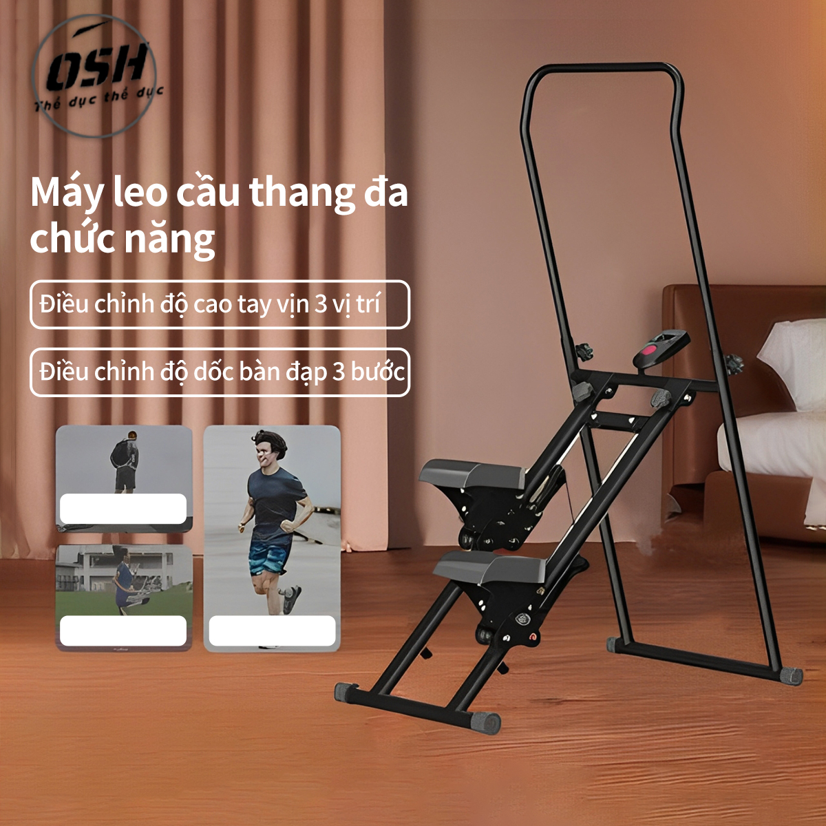 Máy Tập Thể Dục Leo Bậc Thang Tại Nhà Gấp Gọn Dụng Cụ Leo Núi Đa Năng Tại Nhà