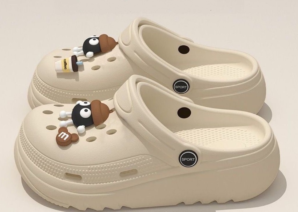 Cross Sneakers with 3-5 cm Sole Made of Eva Material, Anti-Slip, Free Cute Sticker Cream - 8