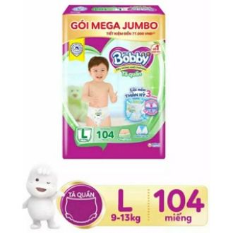 Tã quần Bobby Mega Jumbo đủ size L104 miếng