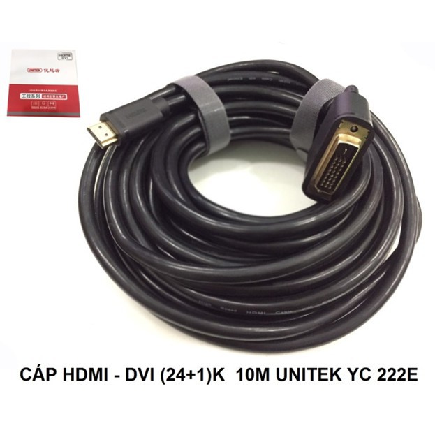 Cáp hdmi to dvi 24+1 - 10m unitek y-c222e