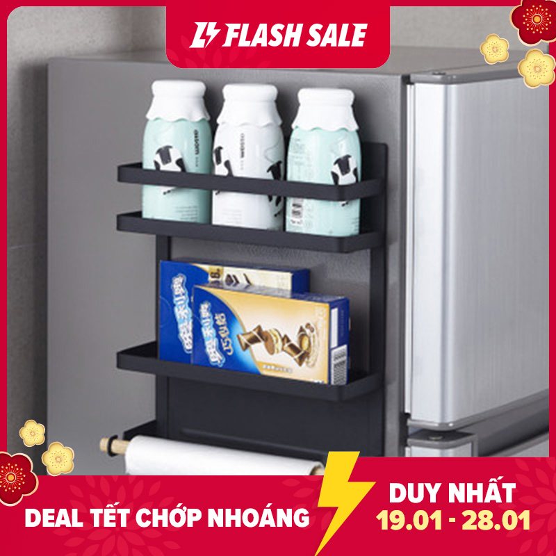 [Mẫu hút nam châm] Kệ inox treo tủ lạnh , kệ có nam châm hút từ, mặt sau kèm nam châm, chịu lực khoảng 6kg