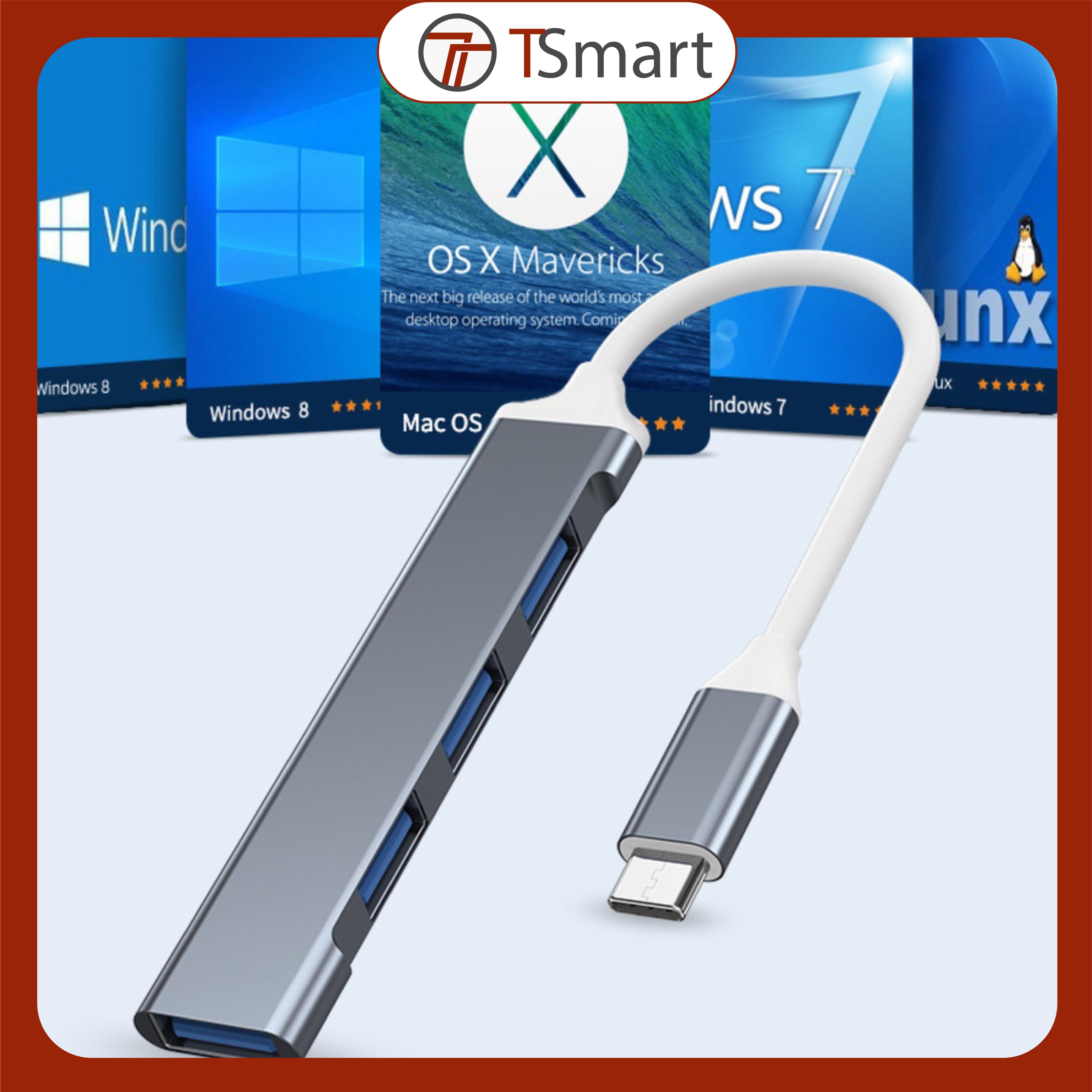 Hub type c, hub usb 3 in 1, 4 trong 1 mở rộng kết nối cho pc, laptop, điện thoại, hub usb 2.0 7 port hình ổ điện có công tắc