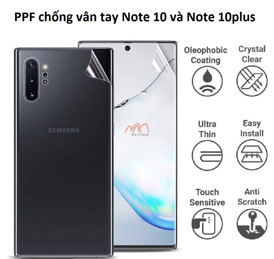 (CHỐNG VÂN TAY) PPF chống vân tay mặt lưng Samsung Galaxy Note 10Note 10plusNote 10pro Mặt tước và mặt sau