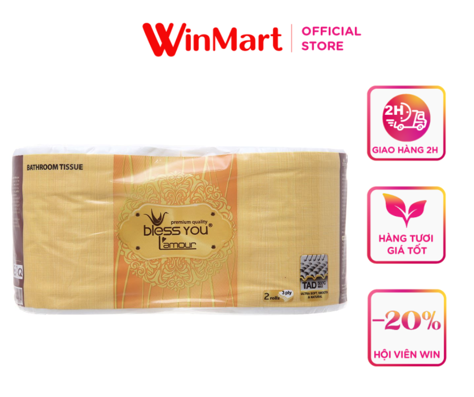 [Siêu thị WinMart] - Giấy vệ sinh Bless you lamour gói 10 cuộn 3 lớp
