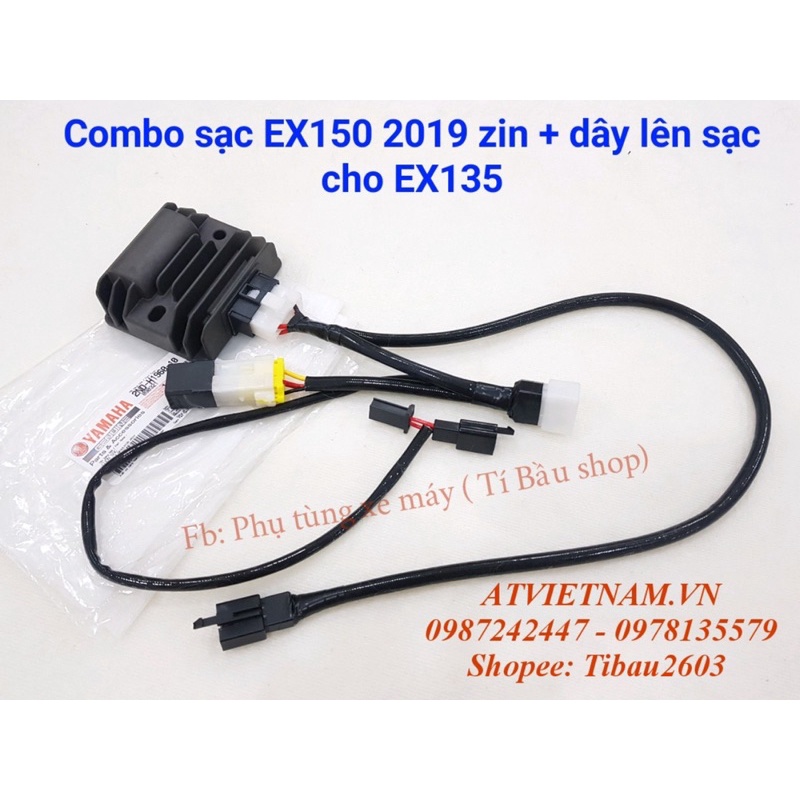 Combo sạc ex 150 + dây lên sạc chuyển điện bình ex135
