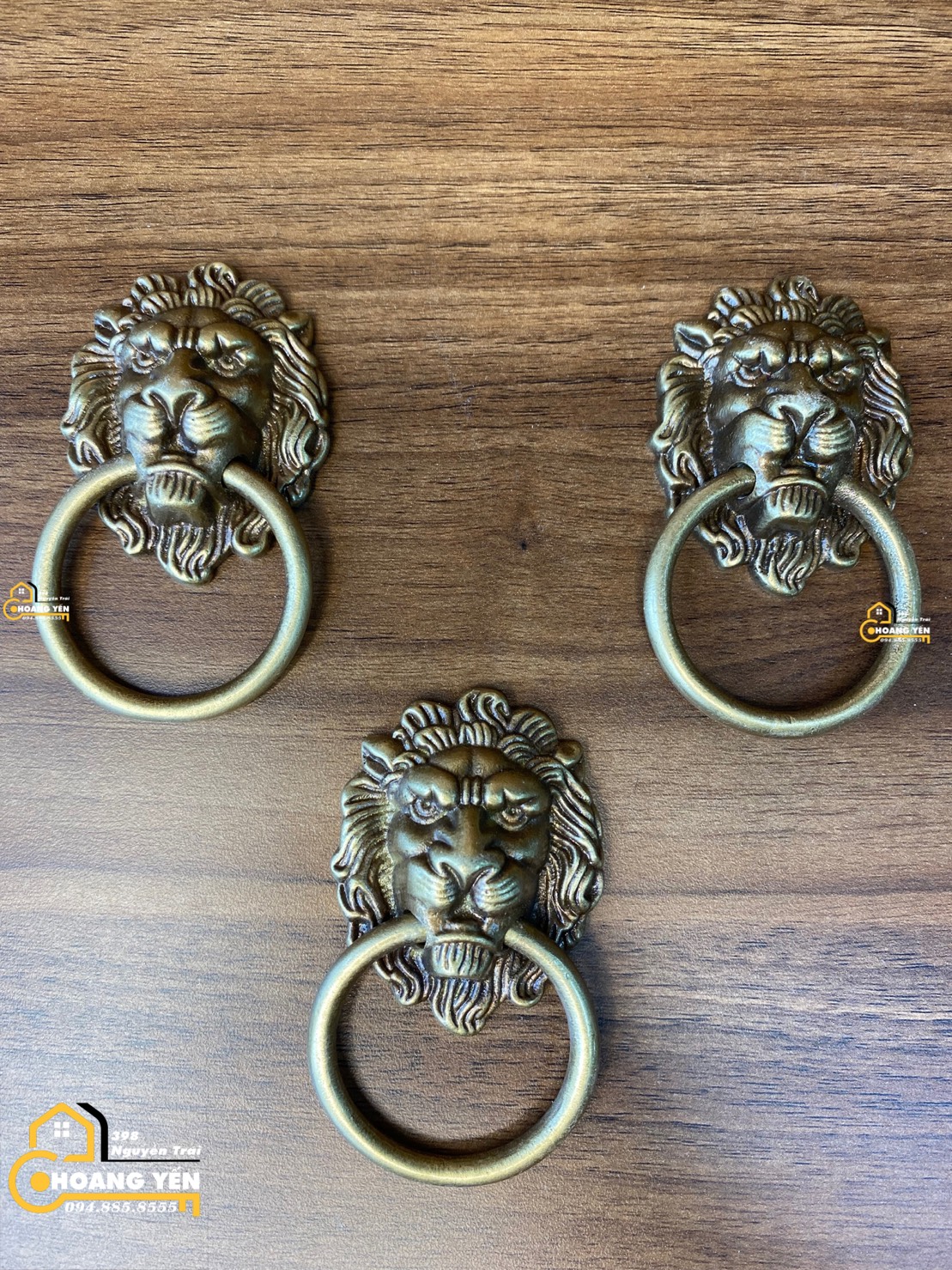 Combo 2 tay núm tủ mặt sư tử lân bằng đồng đúc 100%, tay nắm sư tử, tay nắm tủ