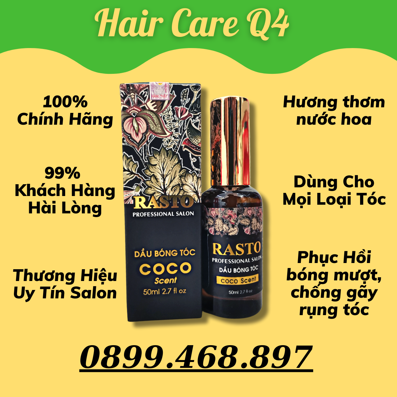 [HCM]Tinh dầu bóng tóc Rasto 50ml, Serum dưỡng tóc Hàng Chính Hãng - Hair Care Q4