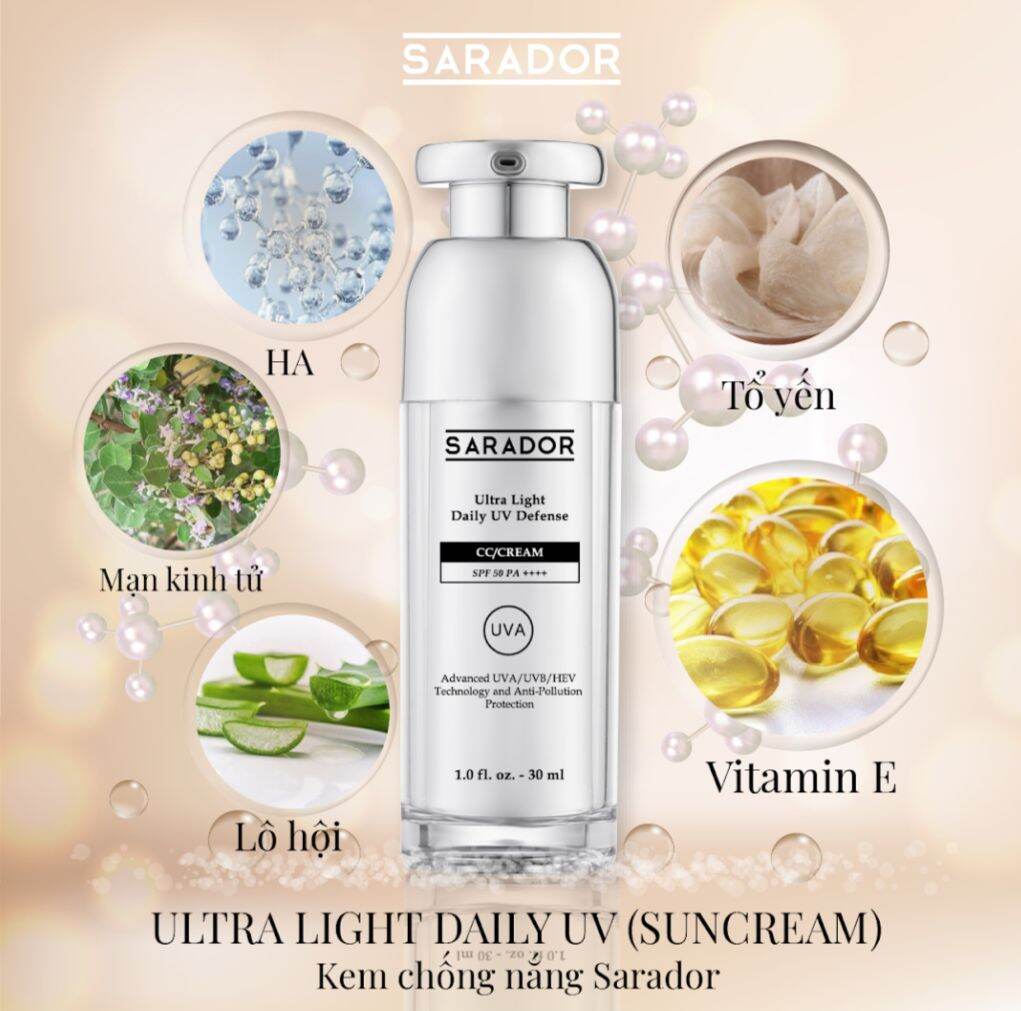 Kem chống nắng sarador , kem chống nắng chống tia cực tím cc spf 50 pa +++.