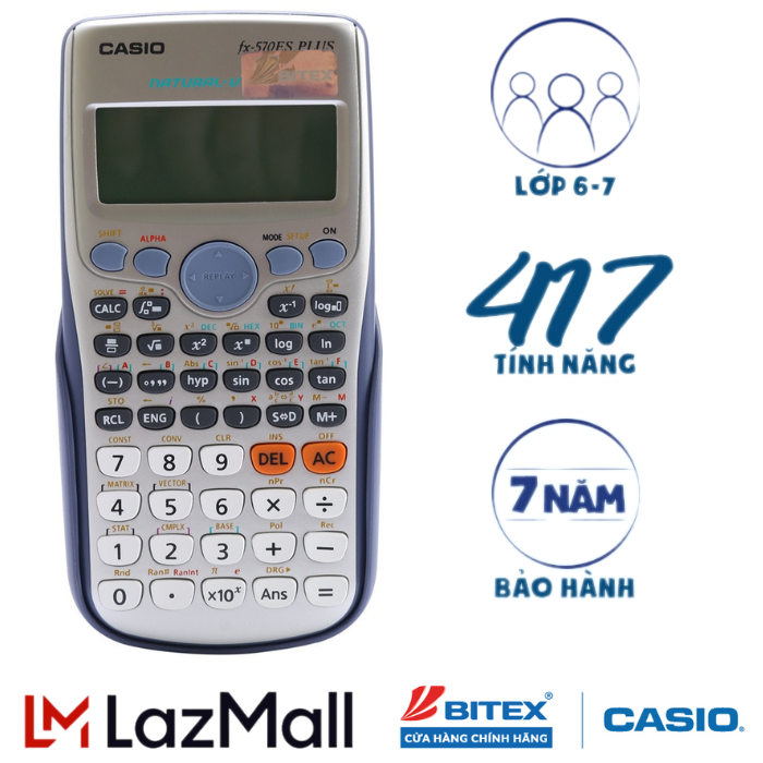 Casio LazMall SALE 50% Máy Tính CASIO FX-570ES PLUS Dành Cho Học Sinh, Máy Tính Khoa Học CASIO FX-570ES PLUS-Full Chức Năng -Tính Toán Nhanh -Chính Xác .Máy Tính Học Sinh FX 570ES PLus -Máy Tính Cầm Tay FX570ES Plus Dùng Cho Cho Học Sinh, Sinh Viên