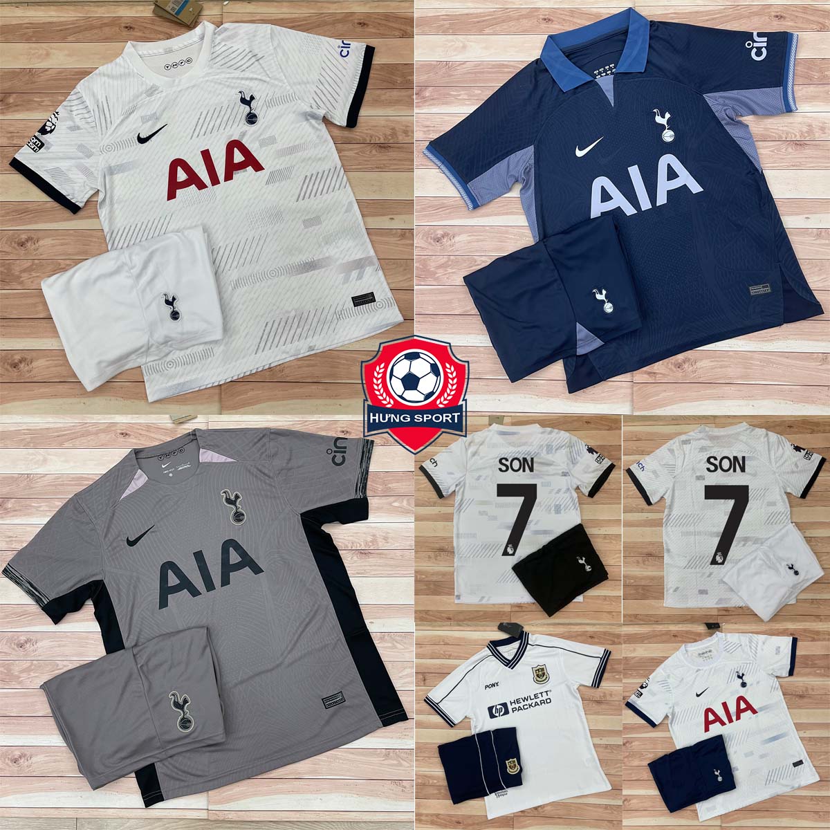 Bộ Quần Áo Bóng Đá CLB Tottenham 23/24- Chuẩn Mẫu Thi Đấu - Vải Polyeste Thái Gai Lưới