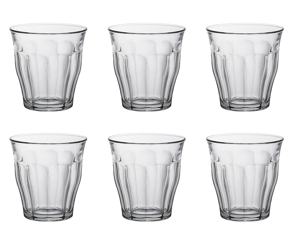 Bộ 6 ly D1026A Duralex - Picardie trắng Clear 220ml Thủy tinh cường lực cao cấp Pháp