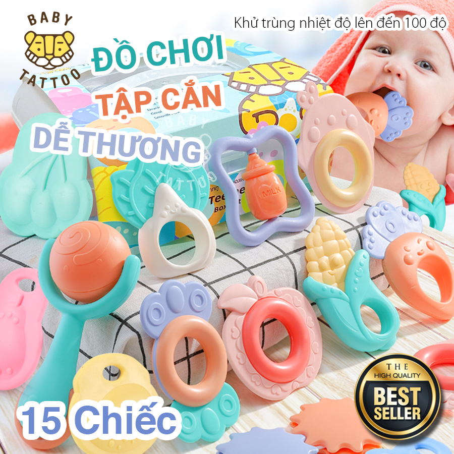 Set 15 món gặm nướu cho bé, gặm nướu chống mút tay, đồ gặm nướu tập cắn cho bé