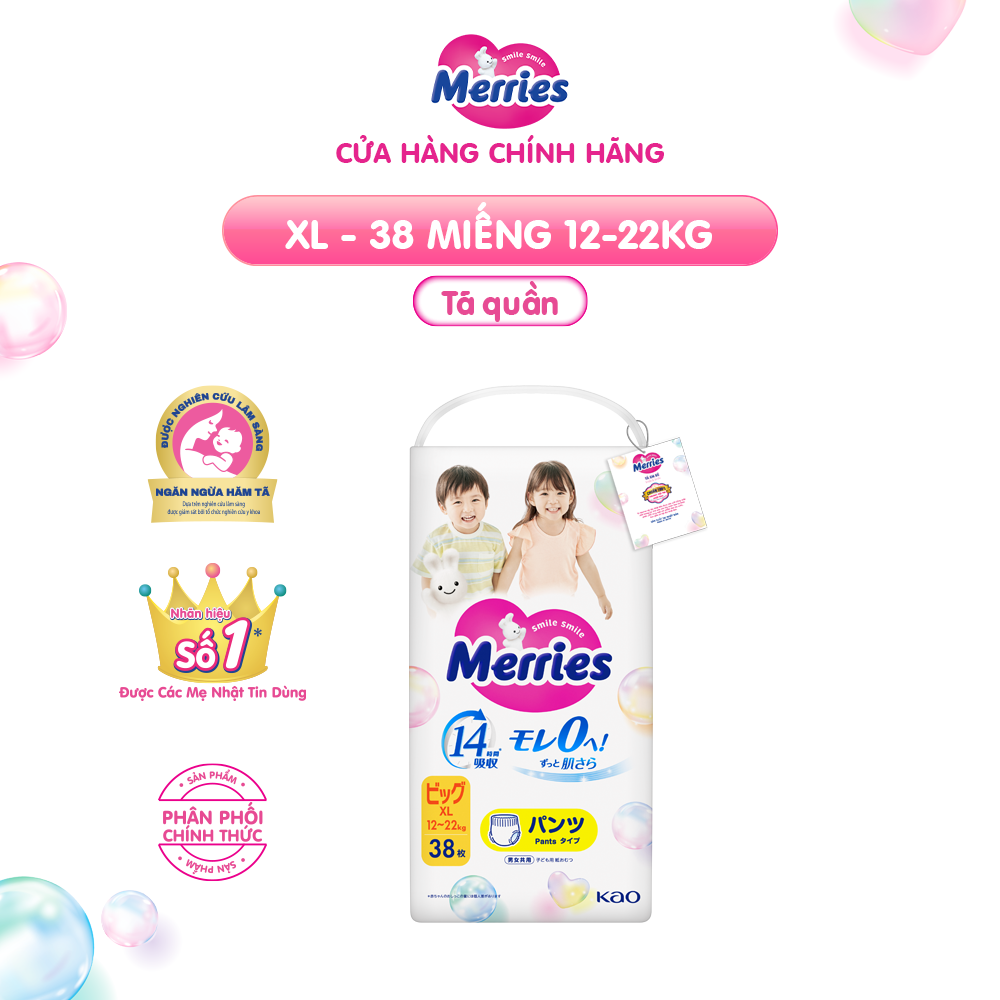 Tã/bỉm quần Merries size XL - 38 miếng (dành cho bé từ 12 - 22kg)