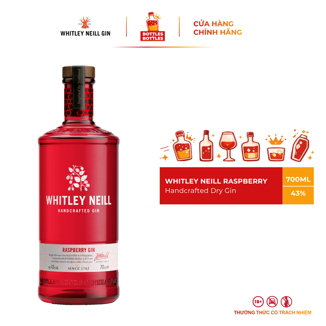 [CHÍNH HÃNG] Rượu Whitley Neill Raspberry Gin - 700ML - 43%