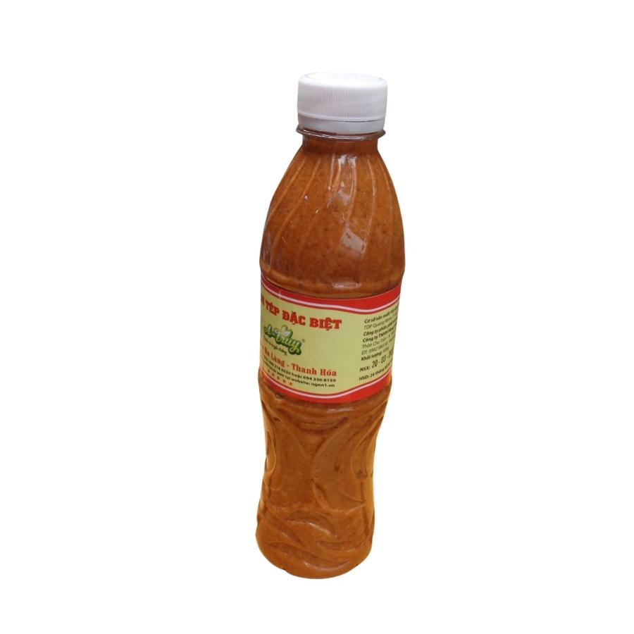 Mắm tép chưng thịt đặc sản Ba làng Thanh Hóa màu đỏ cam dậy mùi thơm hấp dẫn (chai 500g)