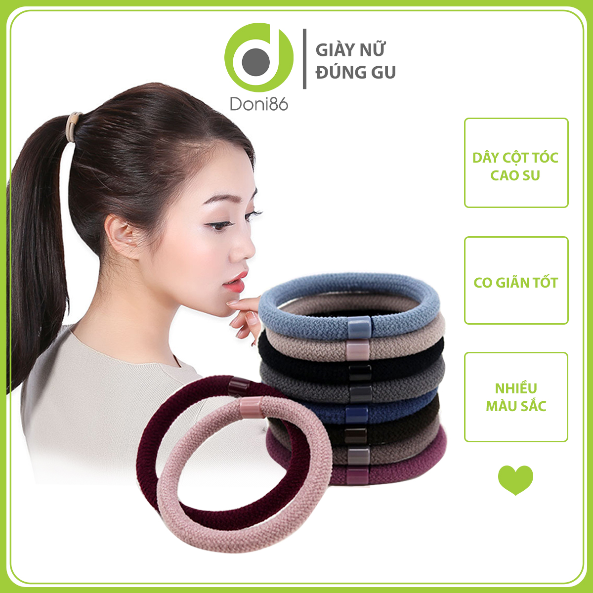 Bộ 10 dây thun buộc tóc dành cho người lớn, buộc tóc loại dày - Doni - DOPK265
