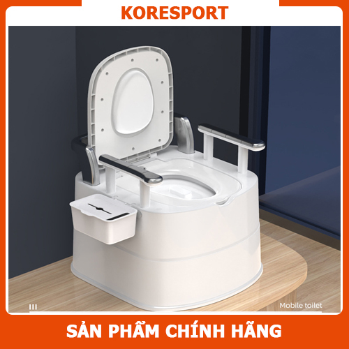 Bồn cầu di động cao cấp có tay vịn & tựa lưng Dùng cho người già, người bệnh
