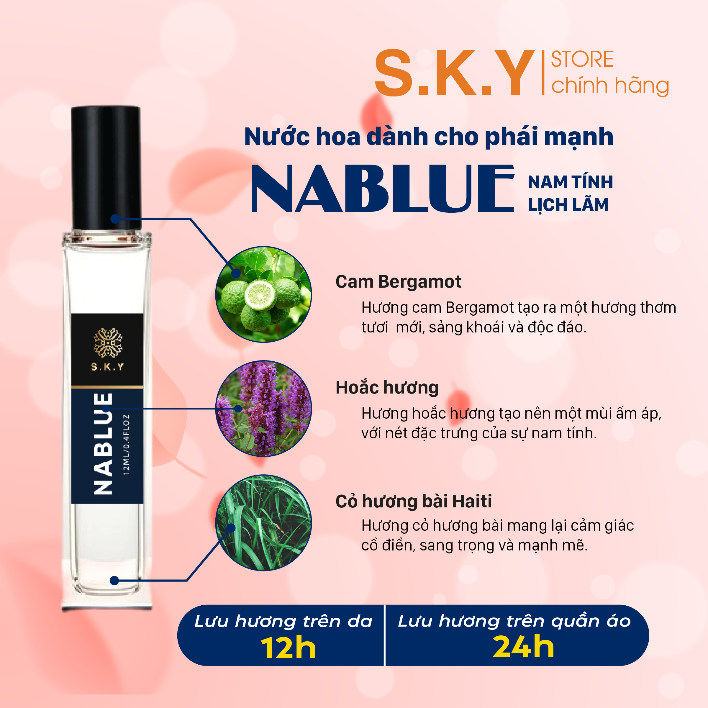 [Chính Hãng] Nước Hoa Tinh Dầu Pháp - Tinh Dầu Nước Hoa Pháp Xịt Trần 12ml Sky Hương Nablue Hương Montblanc Explorer