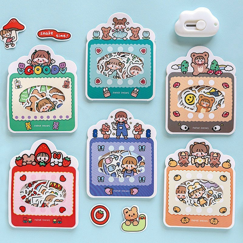 [ATKSHOP] Set 100 miếng sticker bé gái ngộ nghĩnh