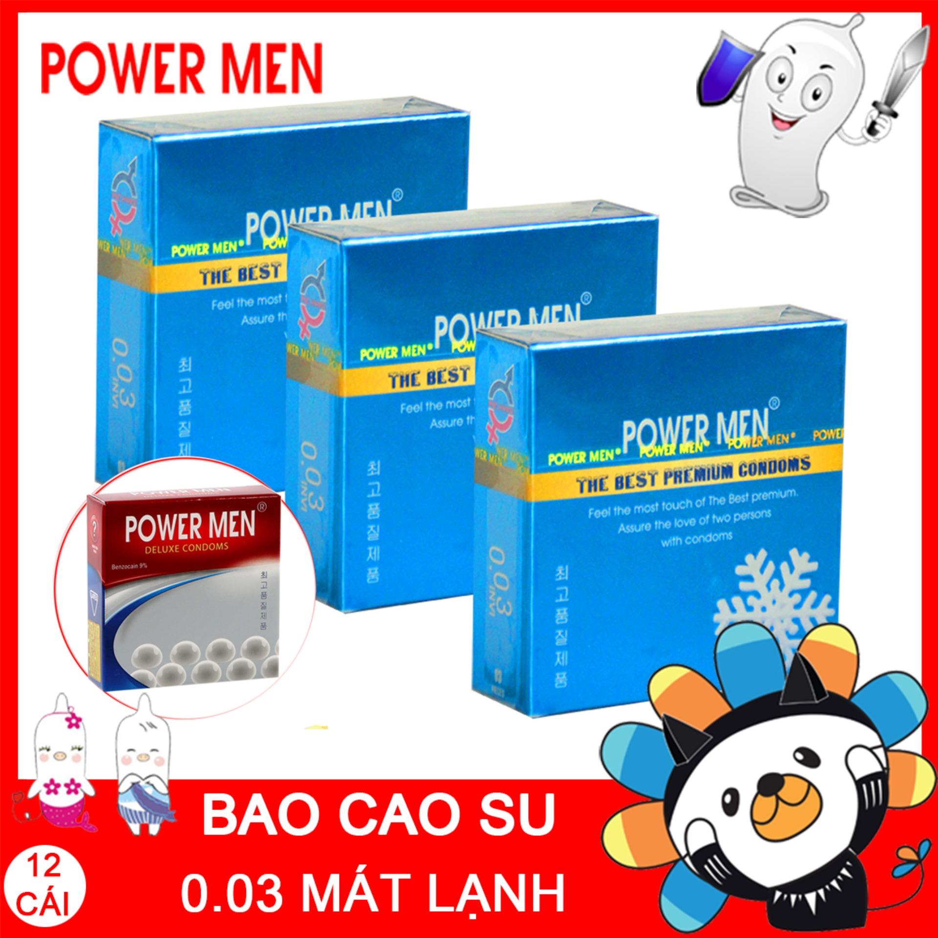 3 hộp bao cao su powermen invi 0.03 hơn cả siêu mỏng mát lạnh 9 chiếc - bao cao su hương bạc hà mát lạnh powermen