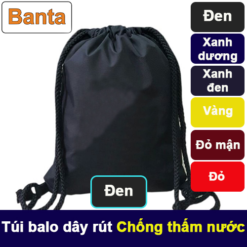 Túi balo dây rút BantaS1A, túi dây rút nam nữ thể thao vải dù chống thấm nước nhiều màu, size 42*32cm