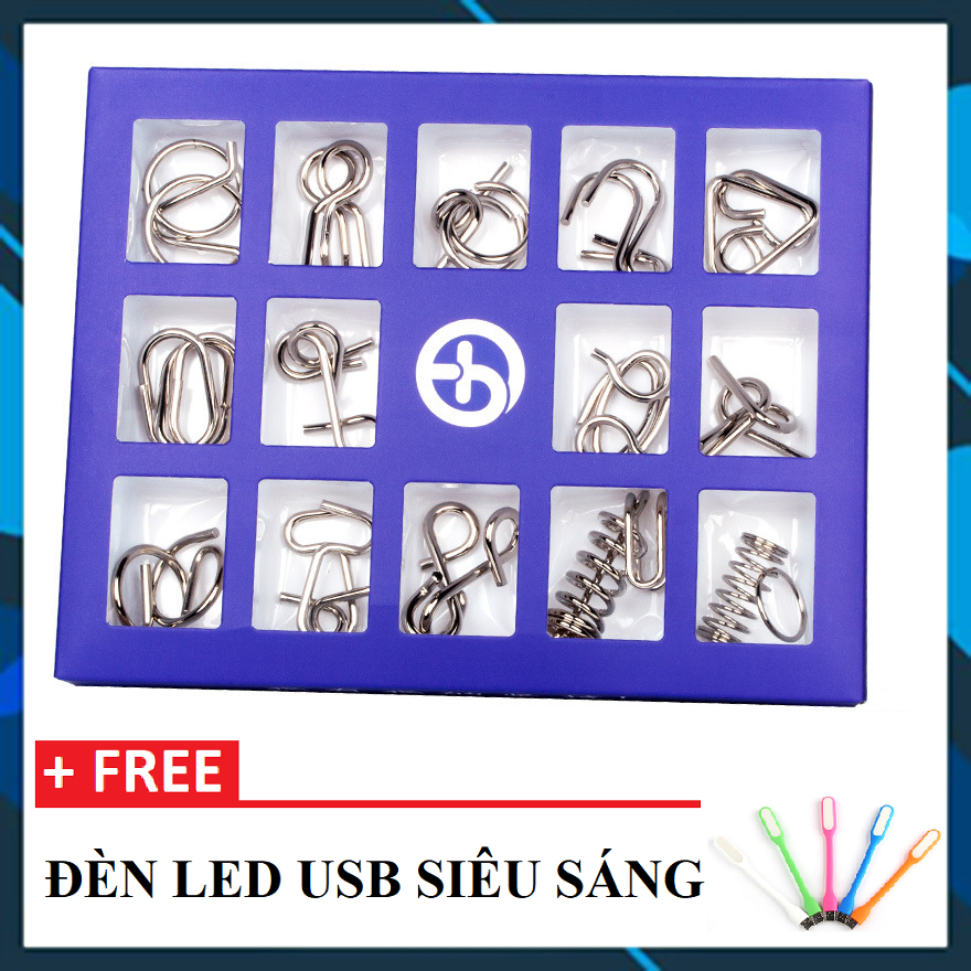 ⚡⚡ [HOT SALE] (FREESHIP) TRÒ CHƠI TRÍ TUỆ NHẬT BẢN tháo lắp vòng sắt 15 IN 1 (TÍM) - TẶNG 1 ĐÈN LED USB SIÊU SÁNG FUNO
