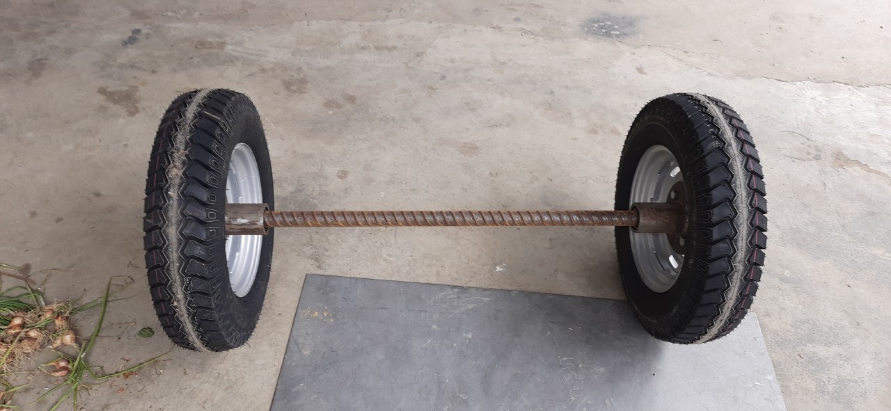 Bộ trục và bánh xe lôi lắp bánh 400-12